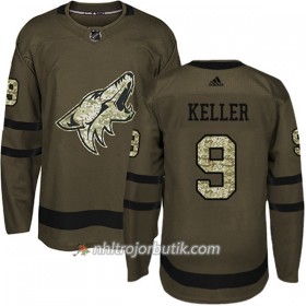 Män Ishockey Arizona Coyotes Tröja Clayton Keller 9 Adidas 2017-2018 Camo Grön Authentic